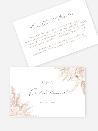 Carte brunch Blush Initials