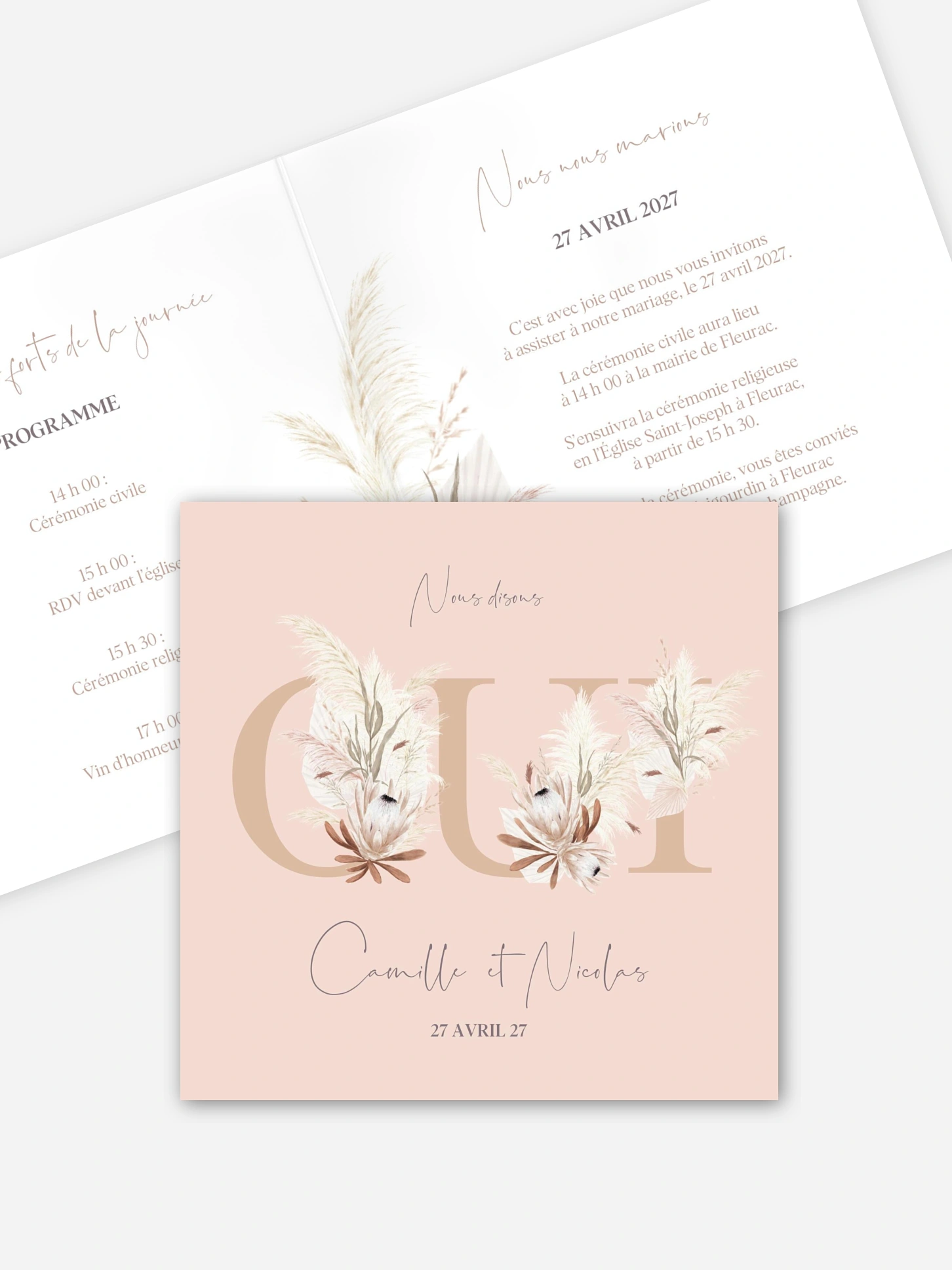 Faire-part de mariage Oui fleuri