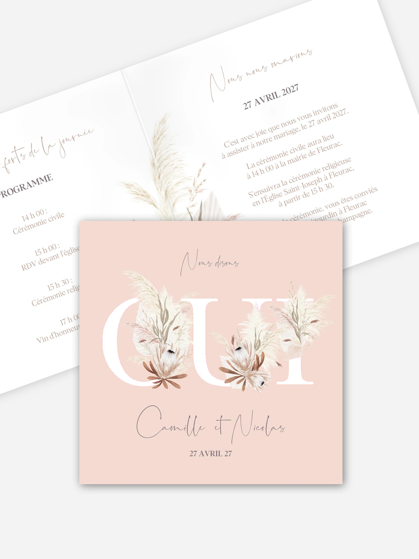 Faire-part de mariage Oui fleuri