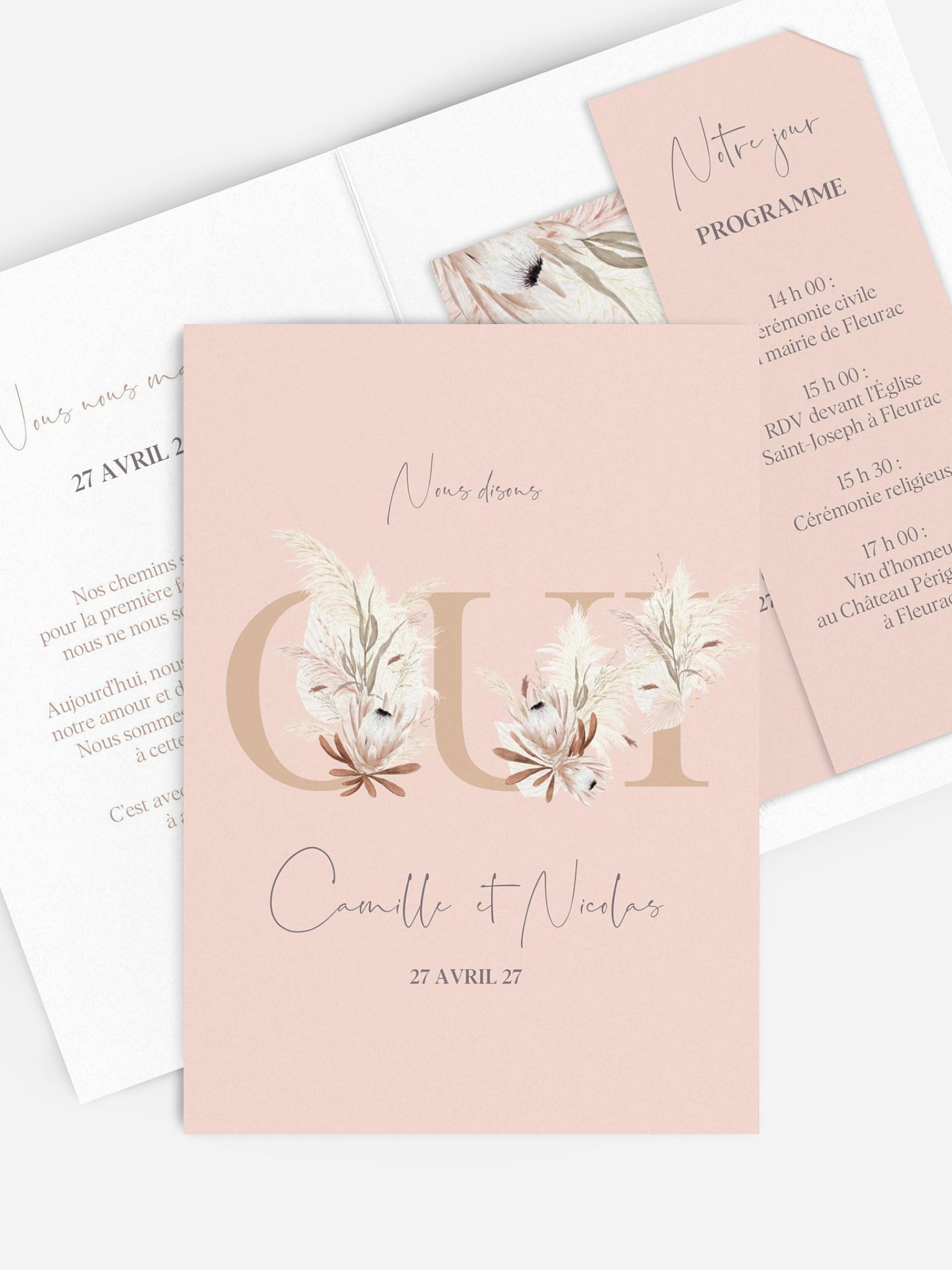 Faire-part de mariage Oui fleuri