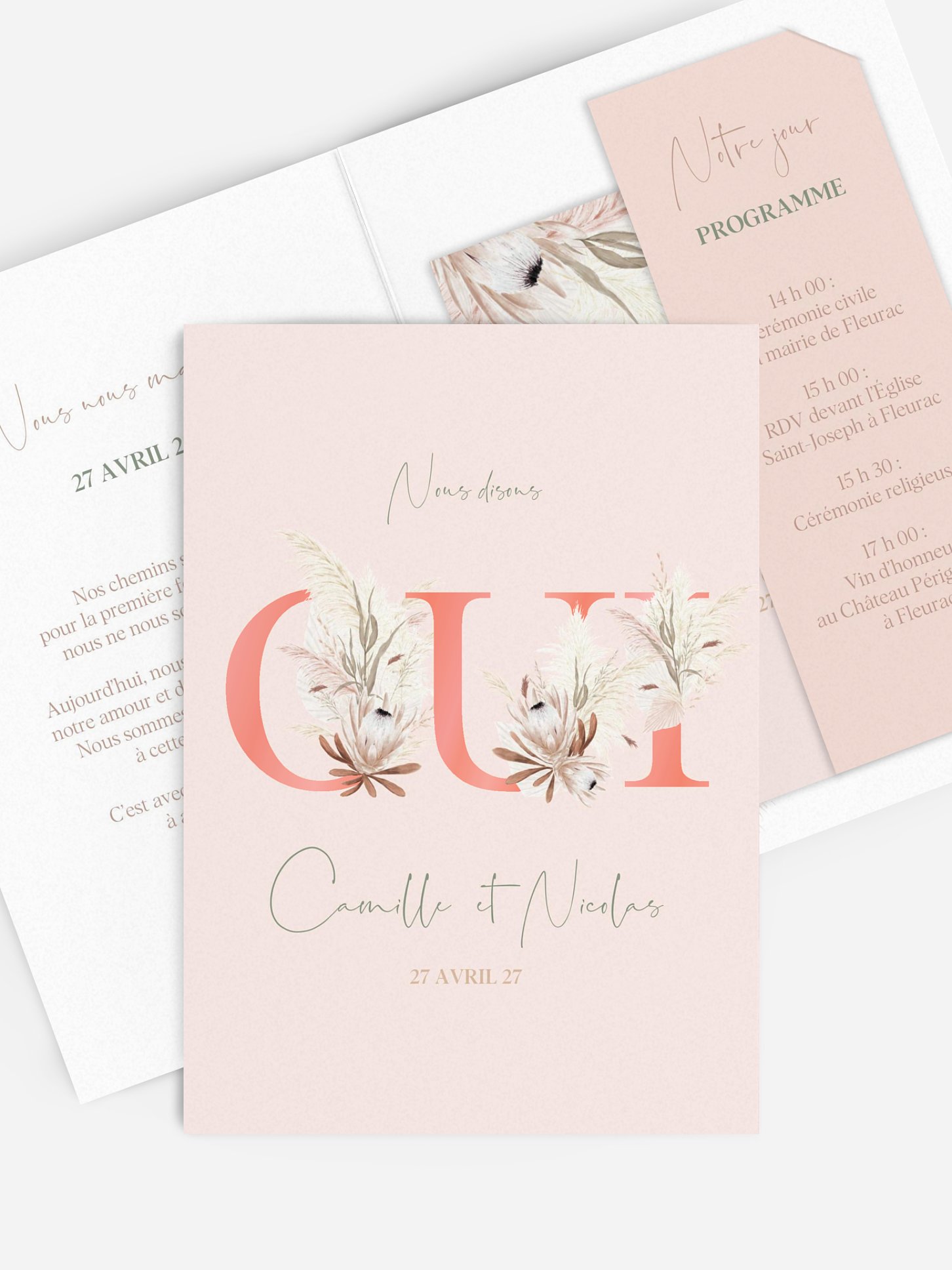 Faire-part de mariage Oui fleuri