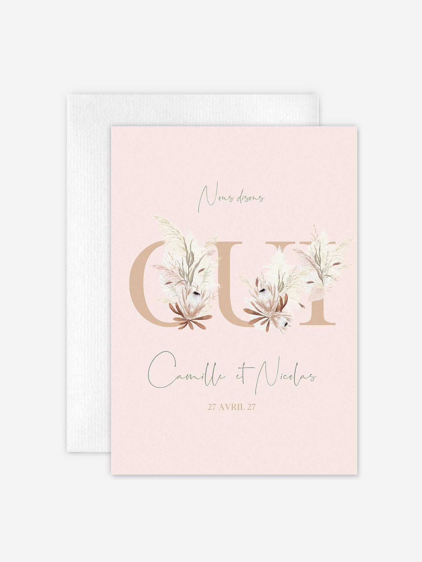 Faire-part de mariage Oui fleuri