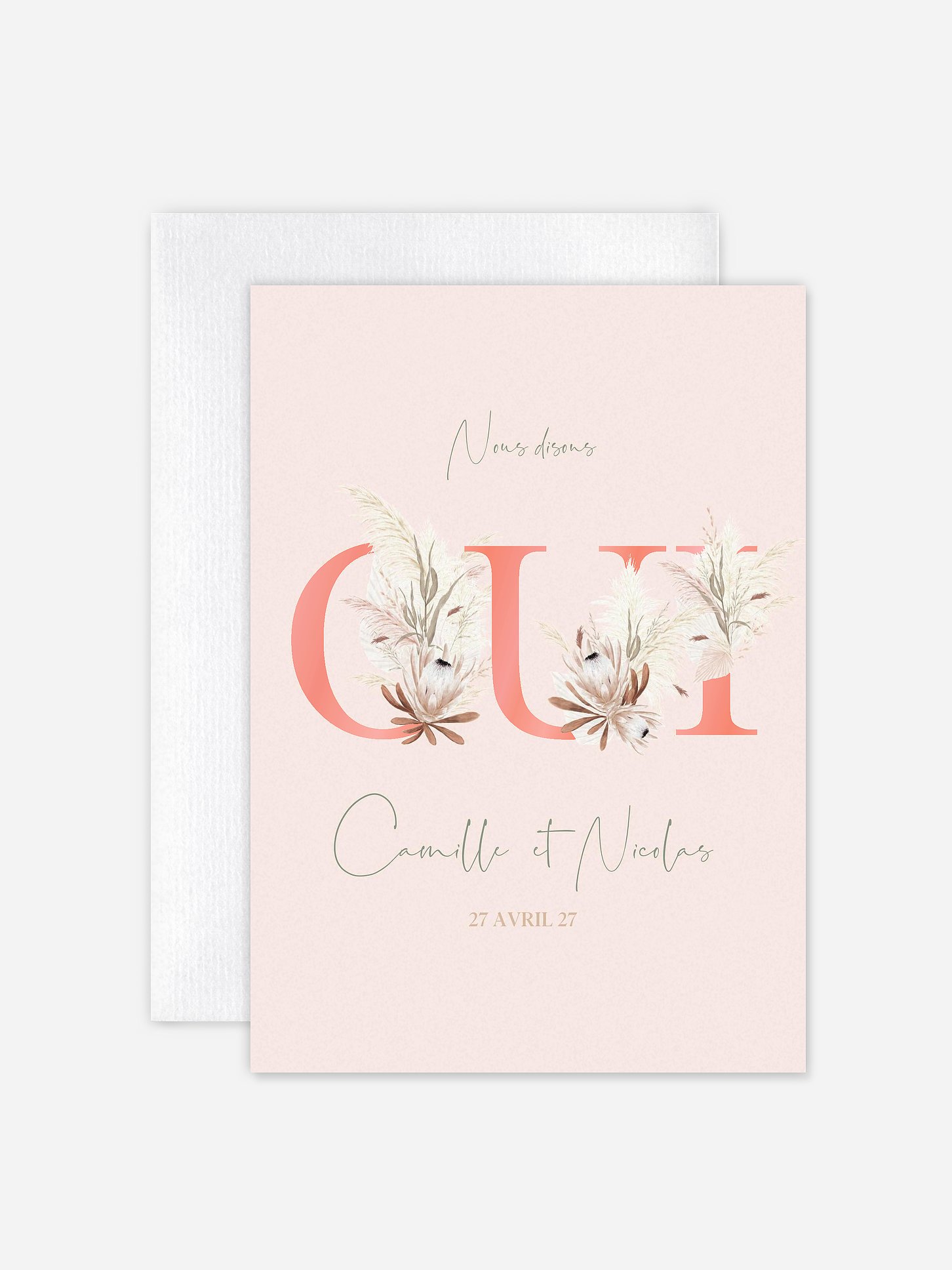 Faire-part de mariage Oui fleuri