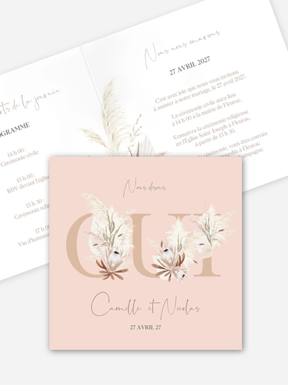 Faire-part de mariage Oui fleuri