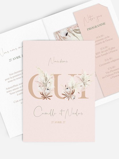 Faire-part de mariage Oui fleuri