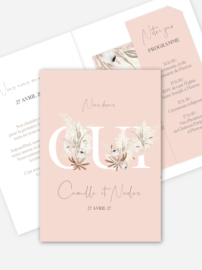 Faire-part de mariage Oui fleuri