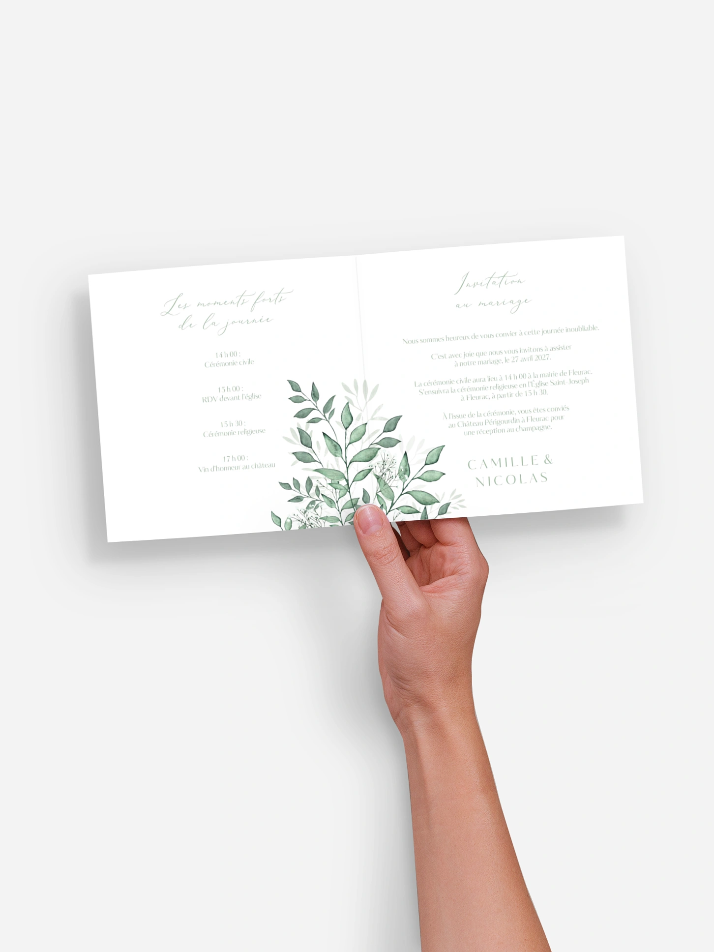 Faire-part de mariage Sauge élégante