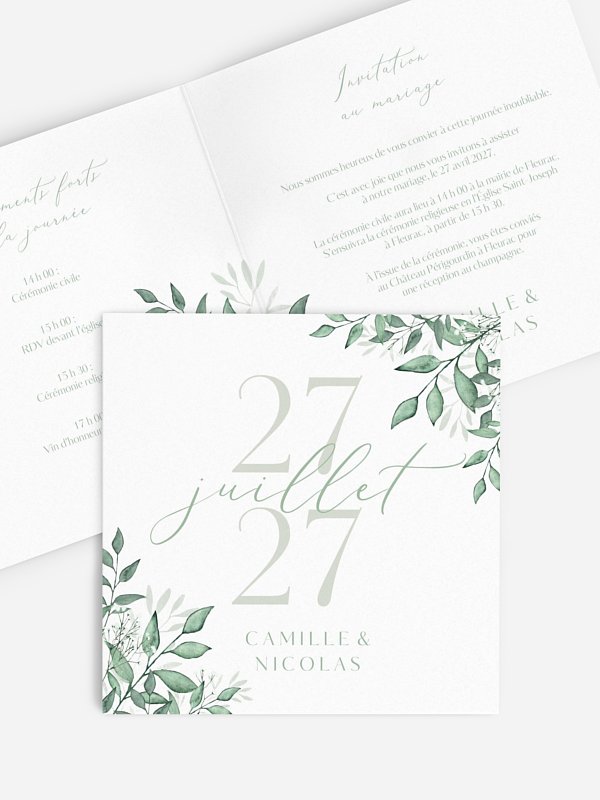 Faire-part de mariage Sauge élégante