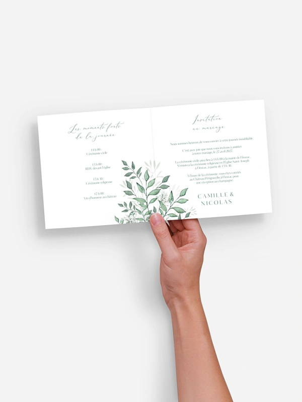Faire-part de mariage Sauge élégante