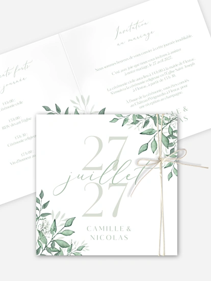 Faire-part de mariage Sauge élégante