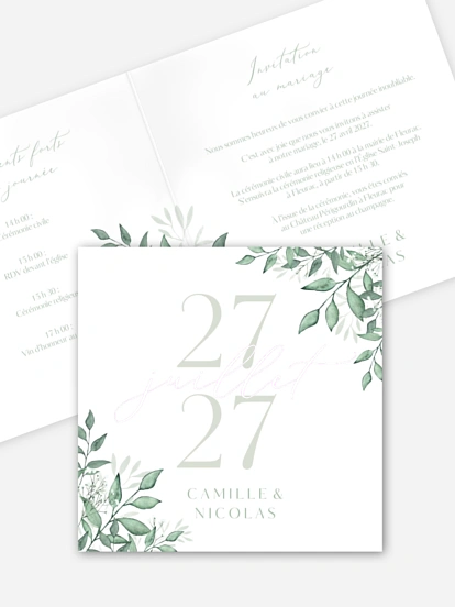 Faire-part de mariage Sauge élégante