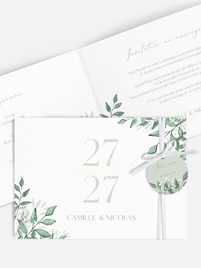 Faire-part de mariage Sauge élégante