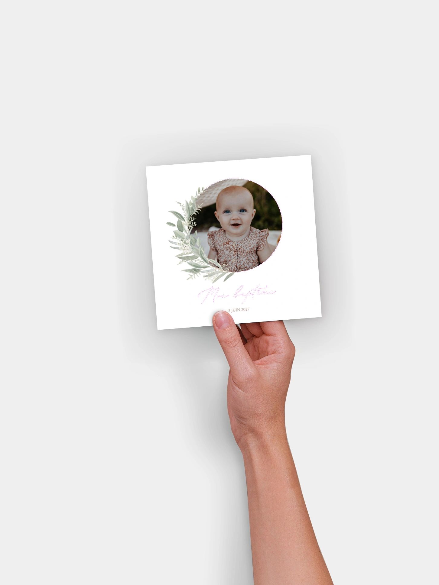 Faire-part baptême Couronne de sauge