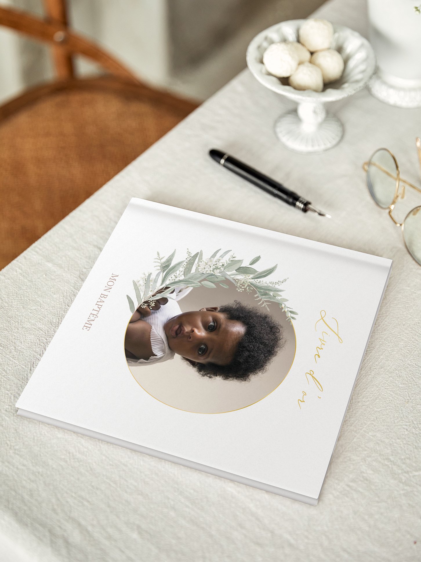 Livre d’or baptême Couronne de sauge