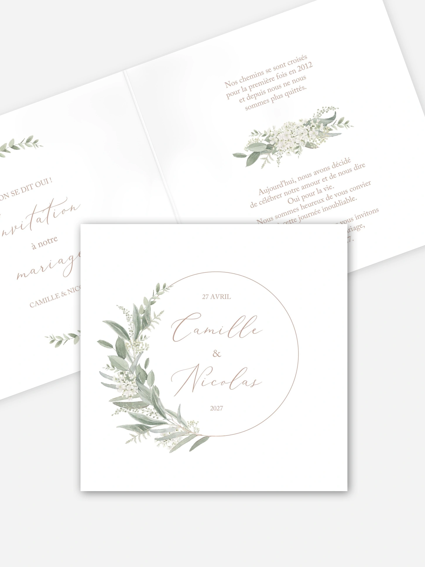 Faire-part de mariage Couronne de sauge
