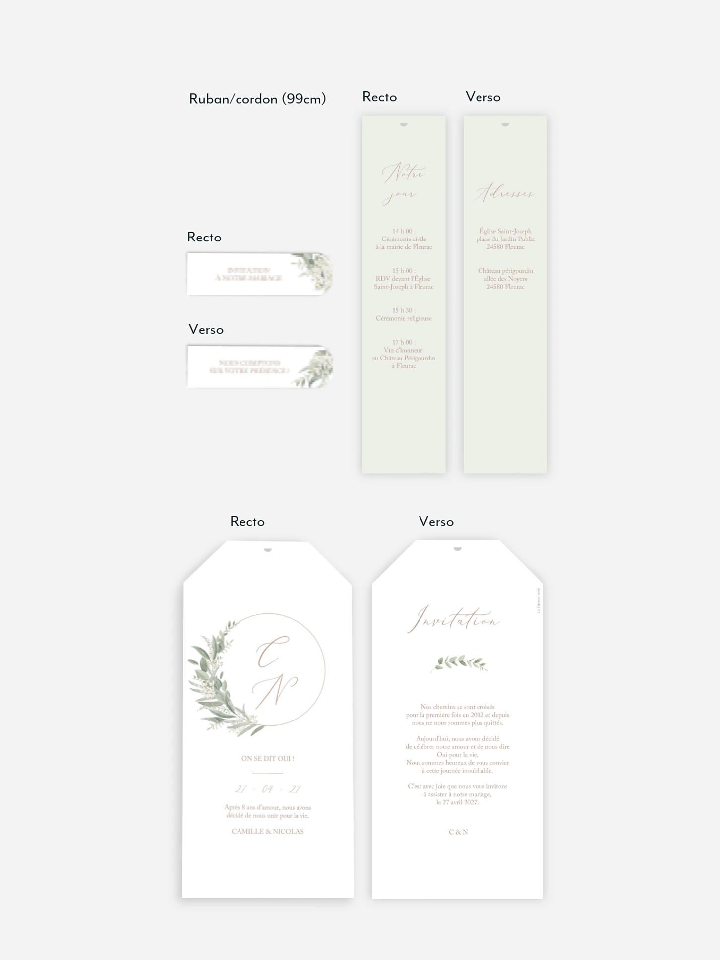 Faire-part de mariage Couronne de sauge
