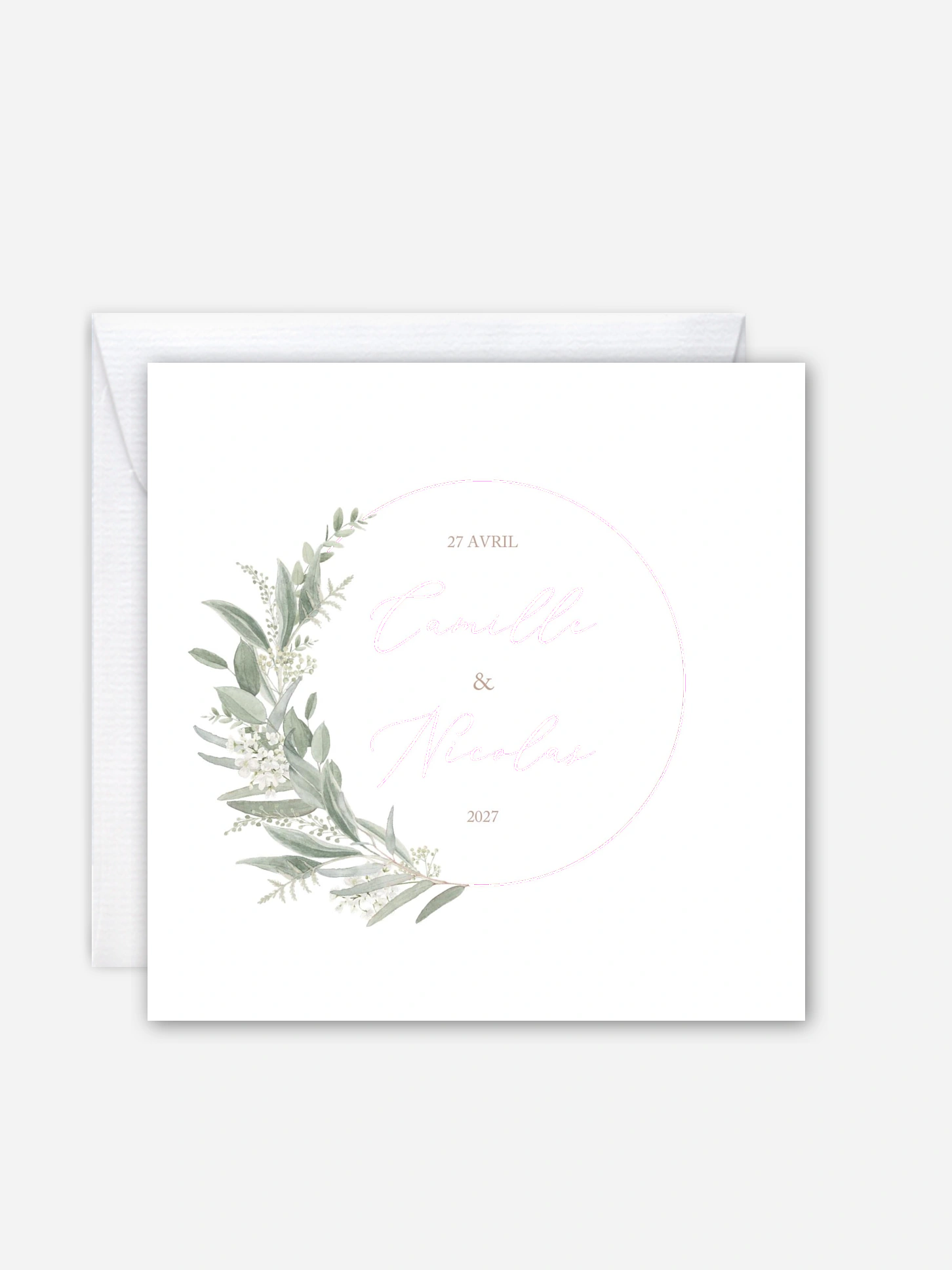 Faire-part de mariage Couronne de sauge