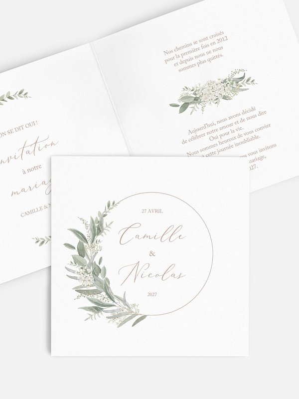 Faire-part de mariage Couronne de sauge
