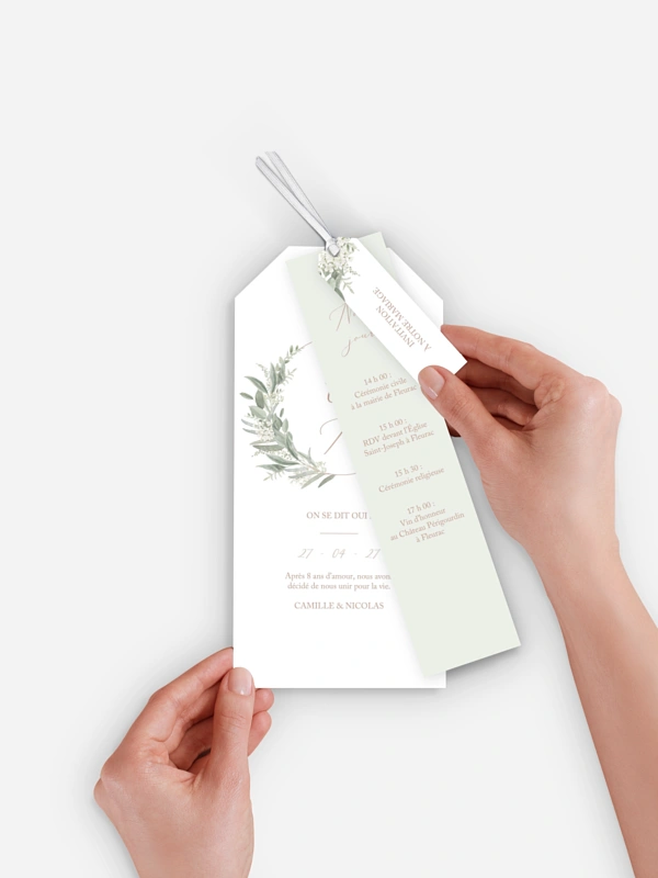 Faire-part de mariage Couronne de sauge