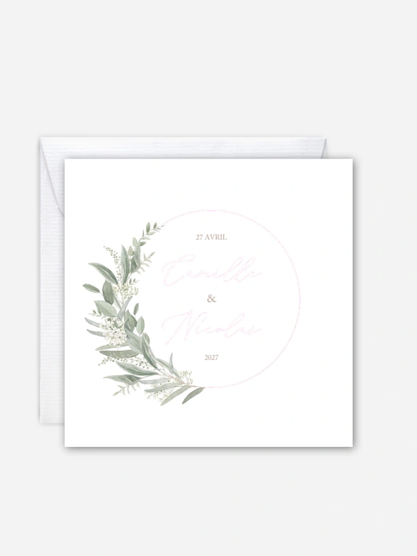 Faire-part de mariage Couronne de sauge