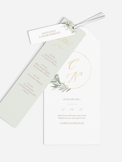 Faire-part de mariage Couronne de sauge