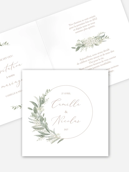 Faire-part de mariage Couronne de sauge