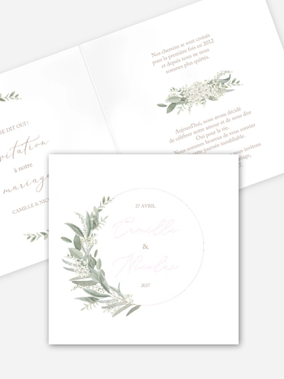 Faire-part de mariage Couronne de sauge