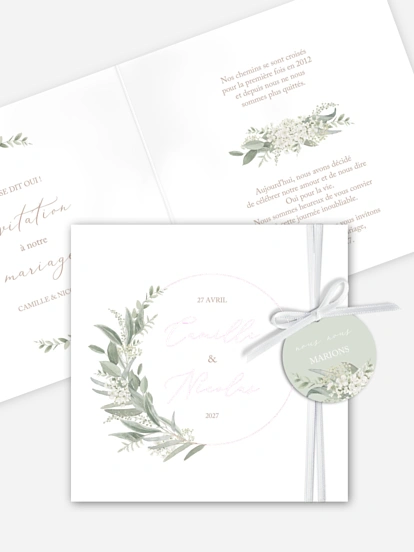 Faire-part de mariage Couronne de sauge