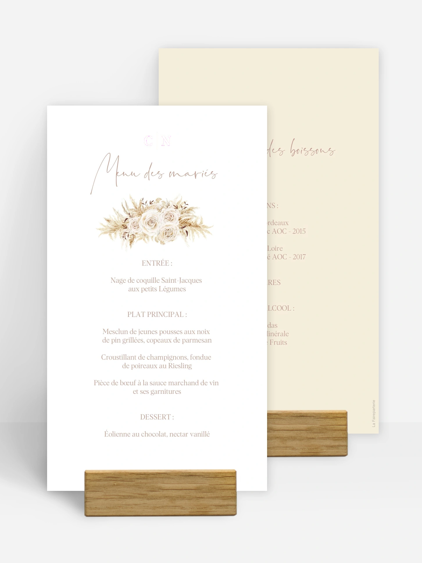 Menu mariage Amour bohème