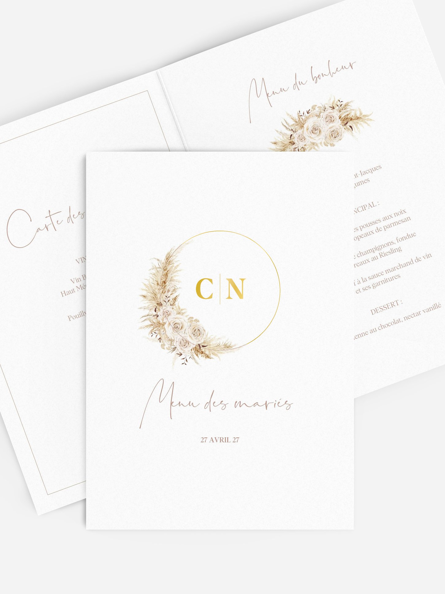 Menu mariage Amour bohème