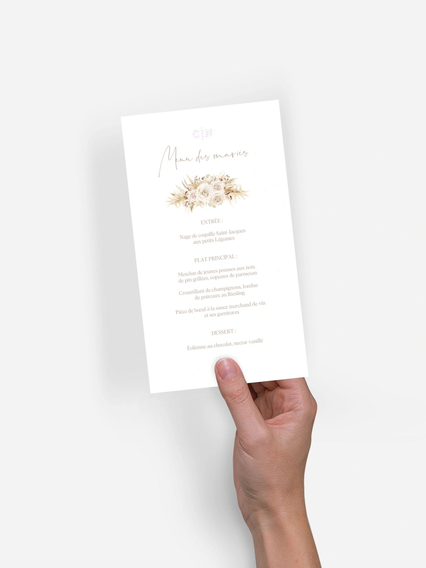 Menu mariage Amour bohème