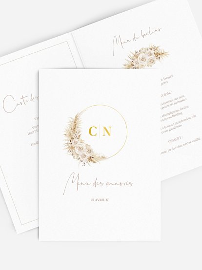 Menu mariage Amour bohème