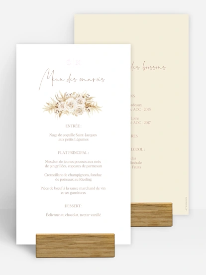 Menu mariage Amour bohème