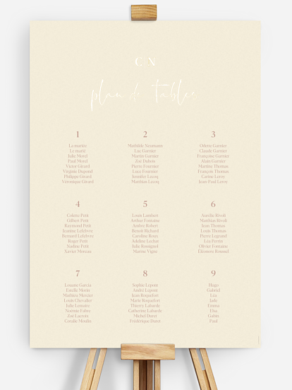 Poster plan de table mariage Amour bohème