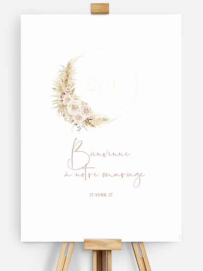 Poster bienvenue mariage Amour bohème