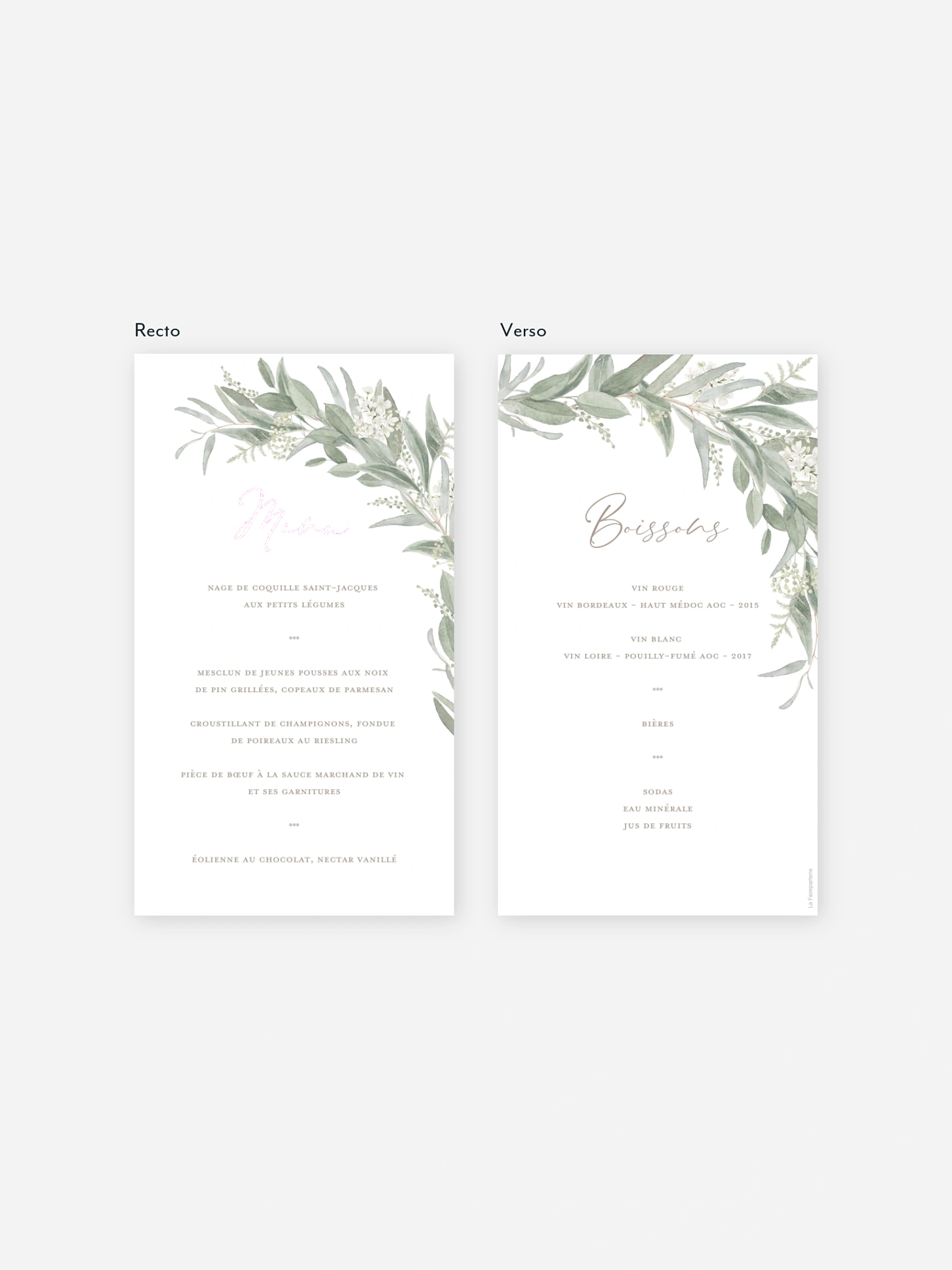 Menu mariage Brin de sauge