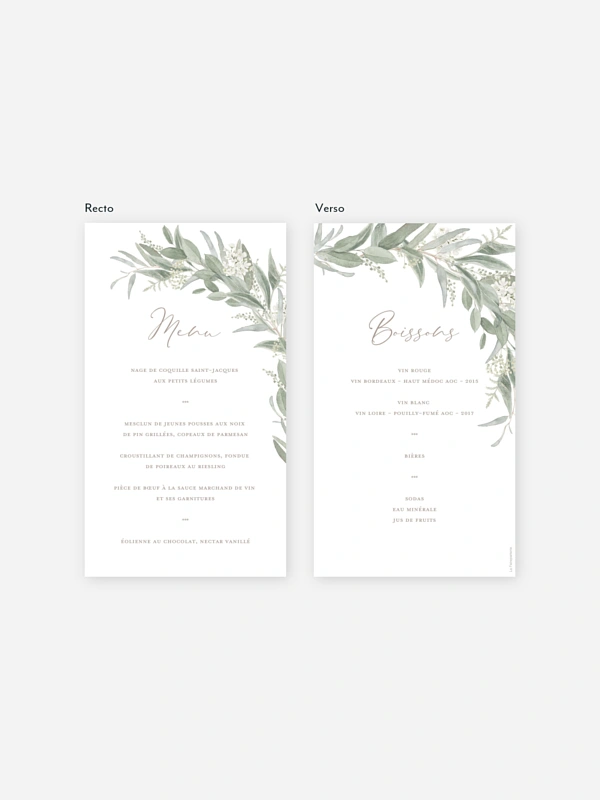 Menu mariage Brin de sauge