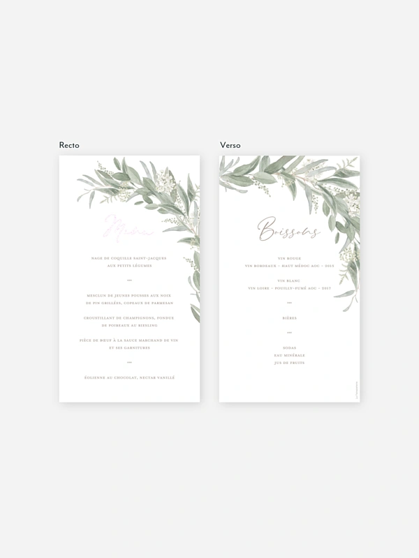 Menu mariage Brin de sauge