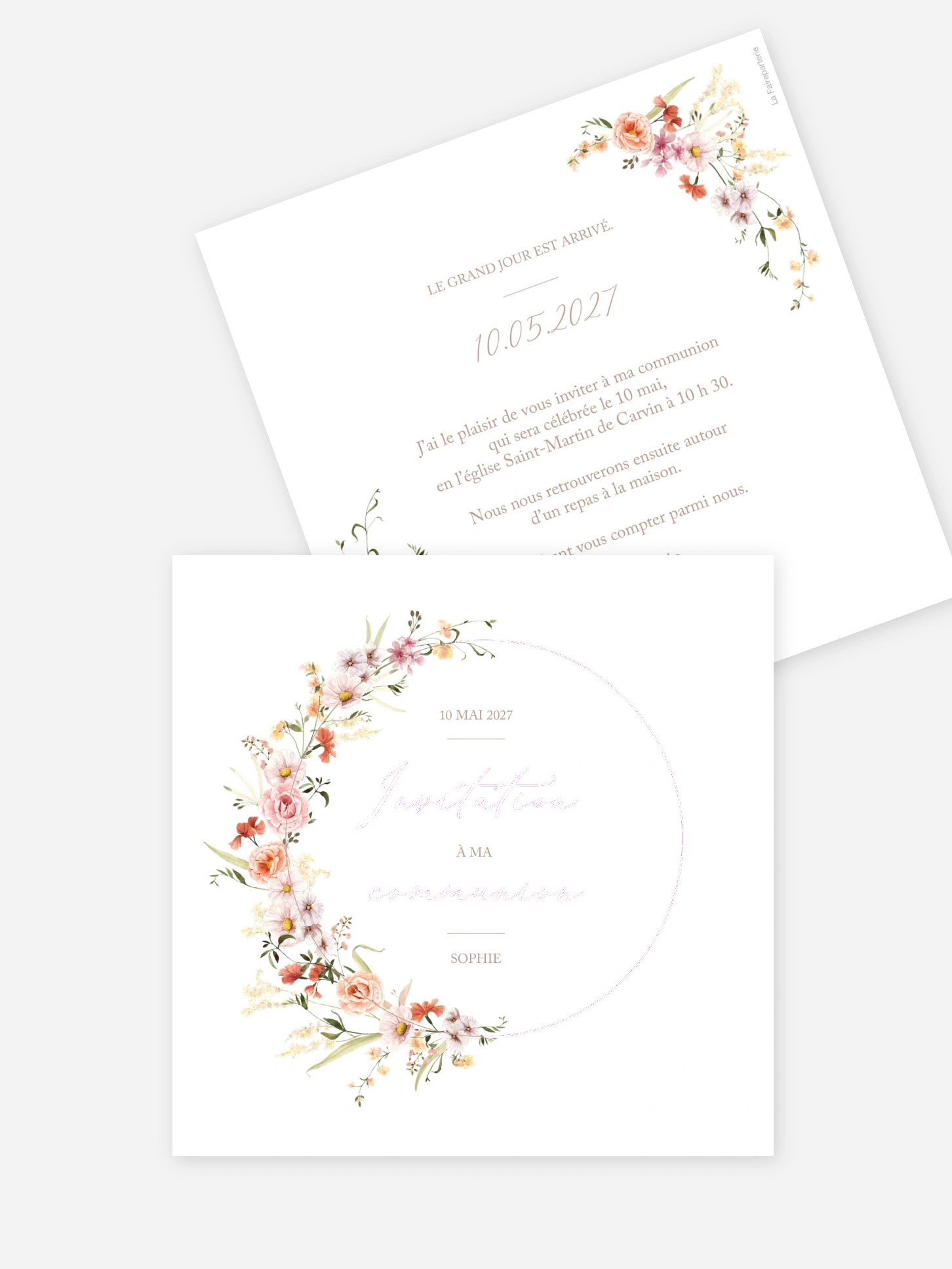 Invitation communion Arche de fleurs