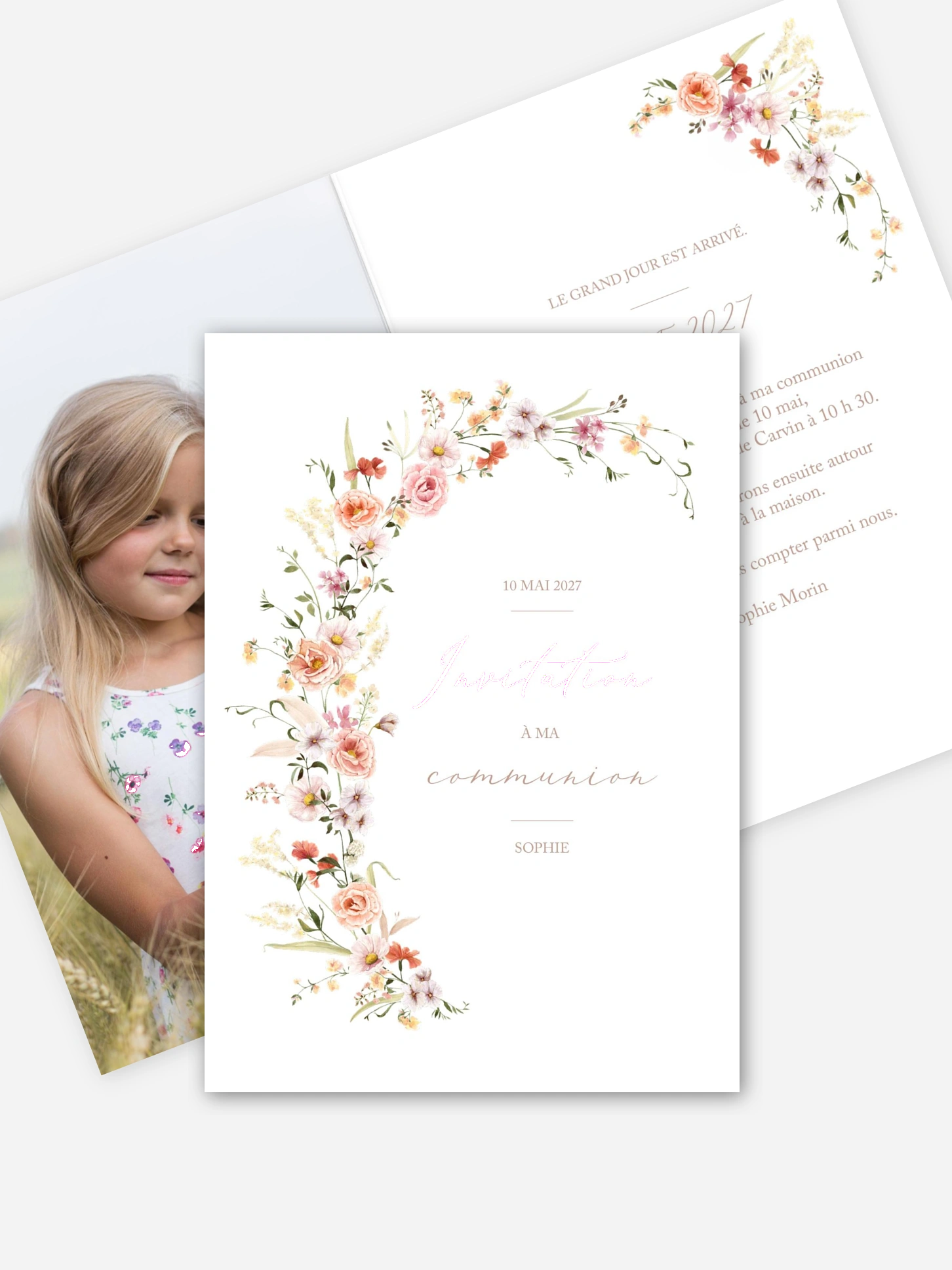 Invitation communion Arche de fleurs