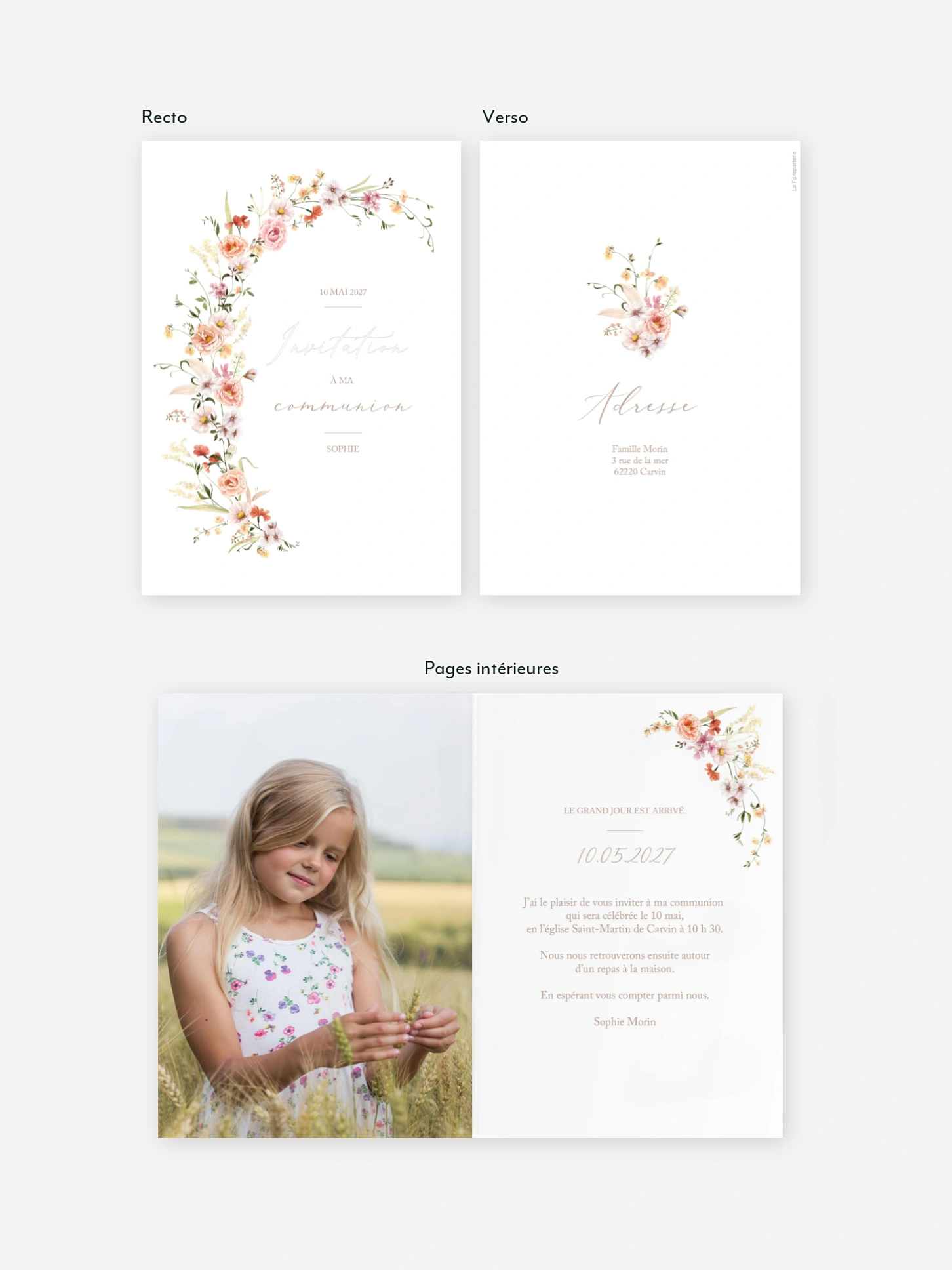 Invitation communion Arche de fleurs