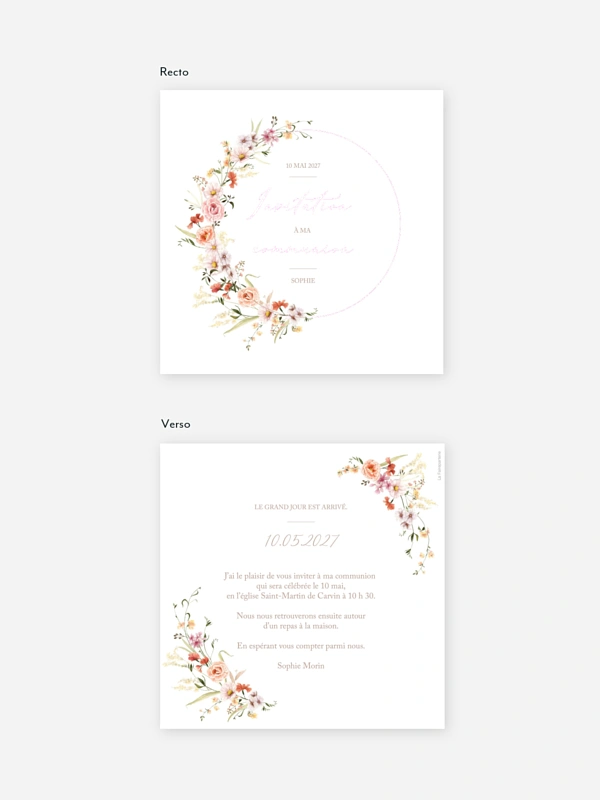 Invitation communion Arche de fleurs