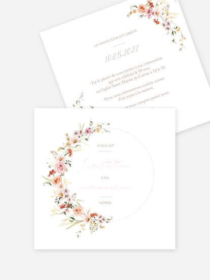 Invitation communion Arche de fleurs