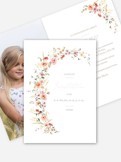 Invitation communion Arche de fleurs