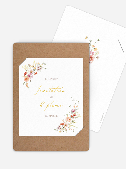 Faire-part baptême Arche de fleurs