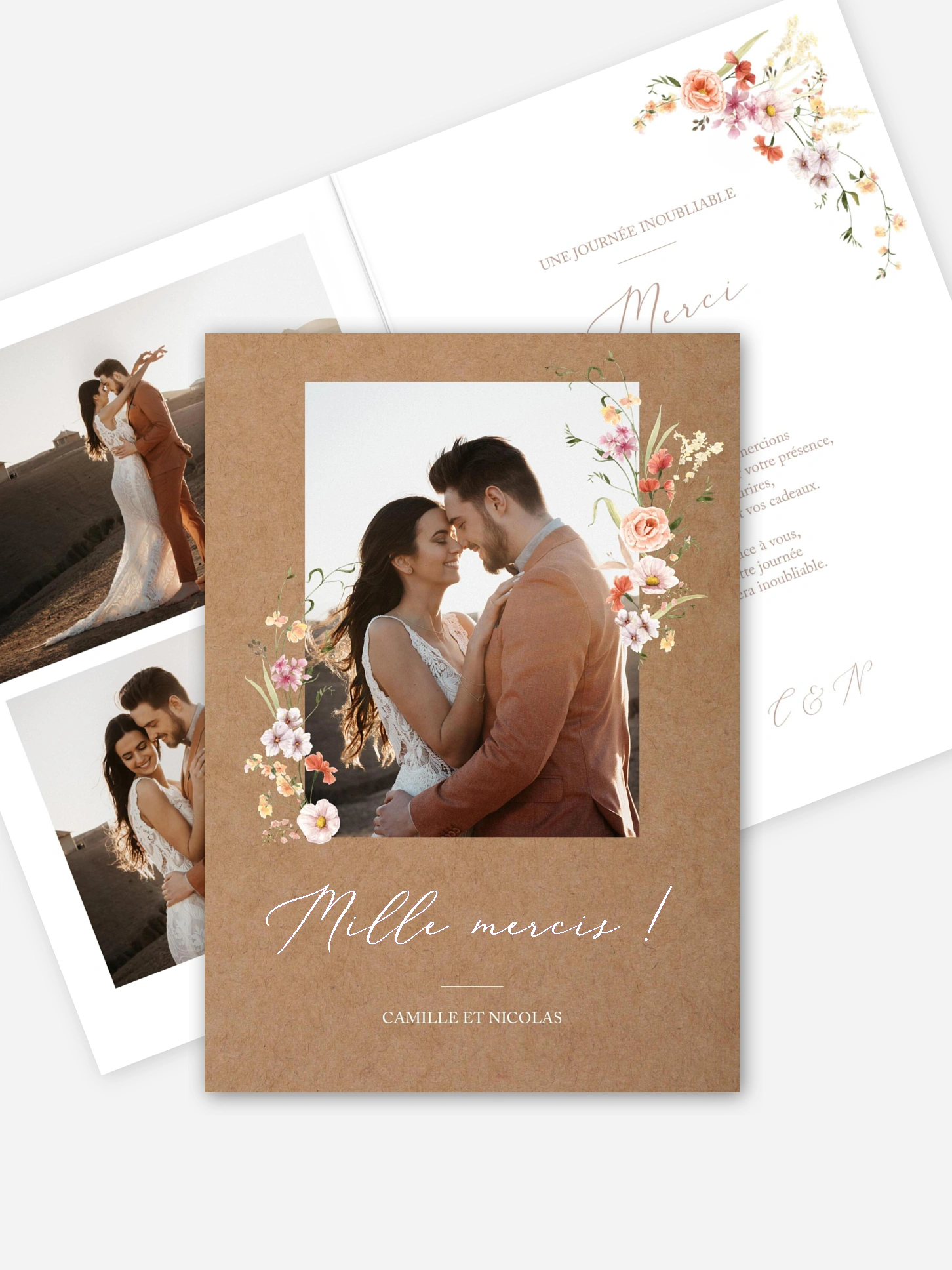 Carte de remerciements Arche de fleurs