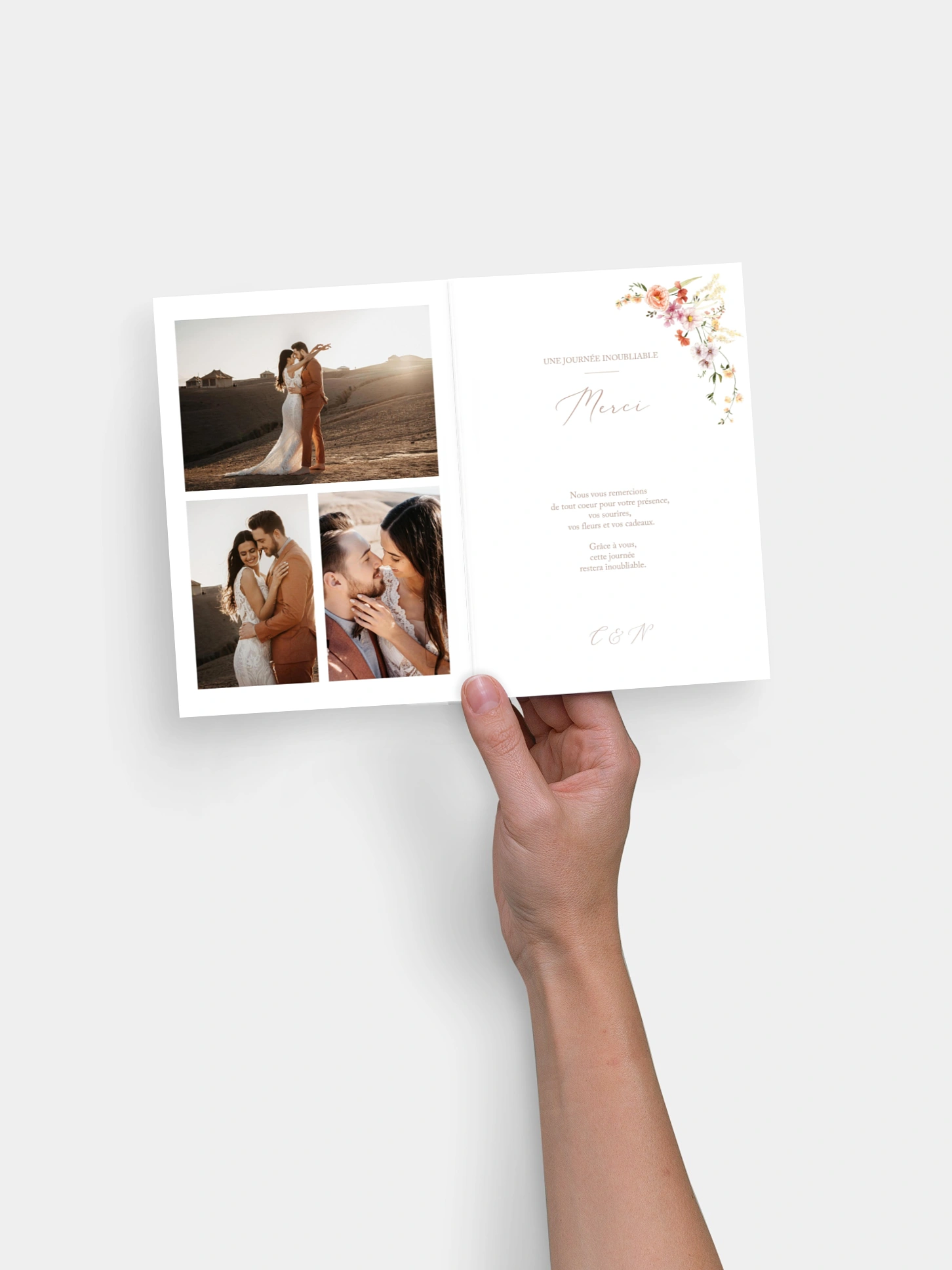 Carte de remerciements Arche de fleurs