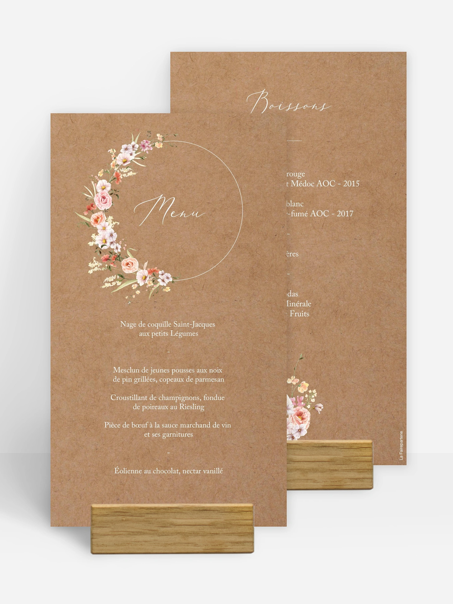 Menu mariage Arche de fleurs