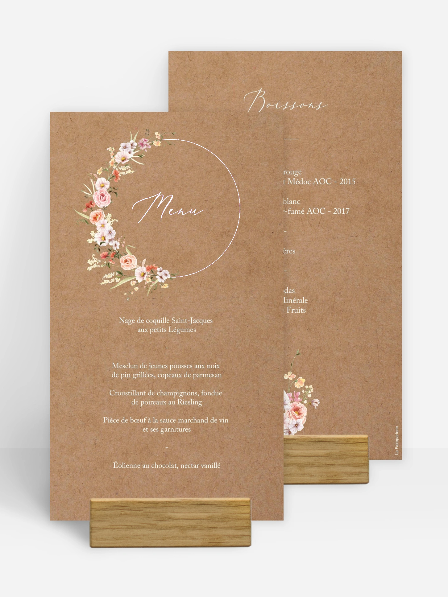 Menu mariage Arche de fleurs