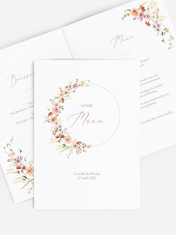 Menu mariage Arche de fleurs